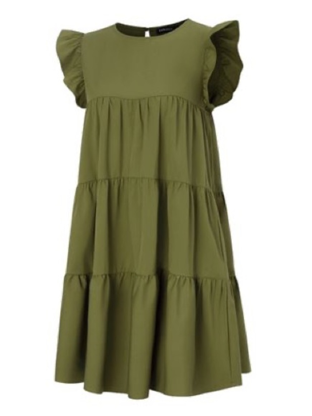 Olive Green Ruffle Sleeve Tiered Maxi Dress